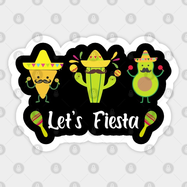 Lets Fiesta avocado cactus taco funny cinco de mayo Sticker by Donebe